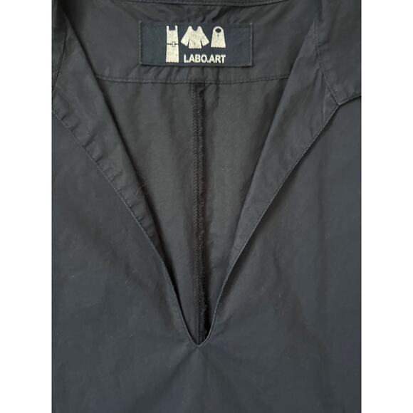 Labo Art 100% Italian Poplin Cotton Clara Midi Dress Black Size Medium - Picture 8 of 10